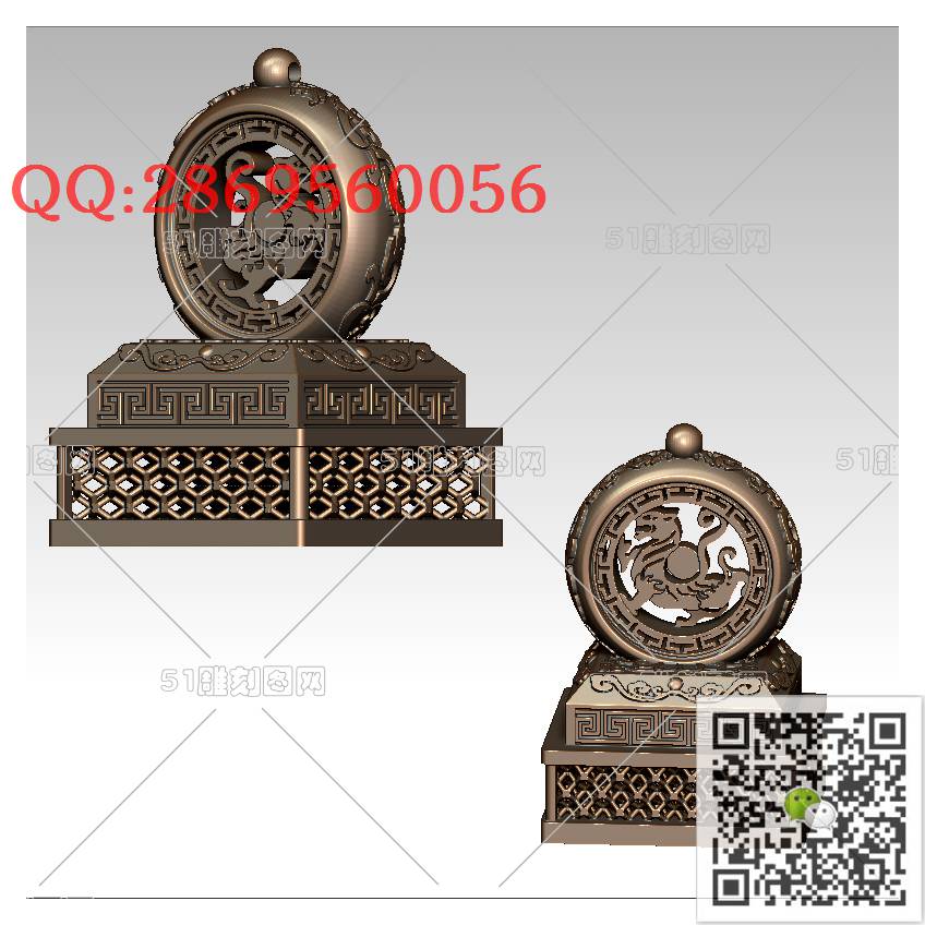 LDH-008虎啸山河印章_老虎圆雕图stl立体模型3d打印四轴数控雕刻精雕图浮雕图