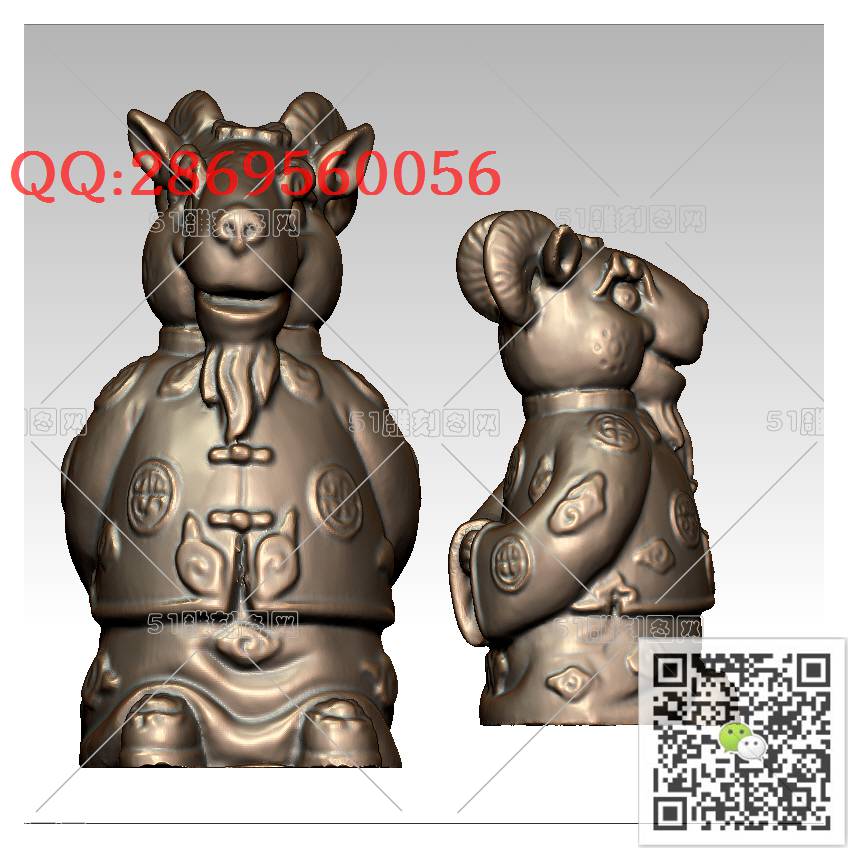 LDK-001生肖羊_十二生肖羊摆件圆雕图stl立体模型3d打印四轴数控雕刻精雕图浮雕图