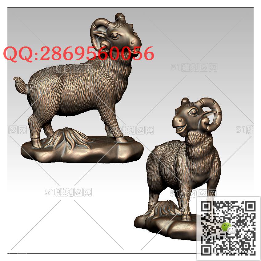 LDK-002羊摆件_十二生肖羊摆件圆雕图stl立体模型3d打印四轴数控雕刻精雕图浮雕图