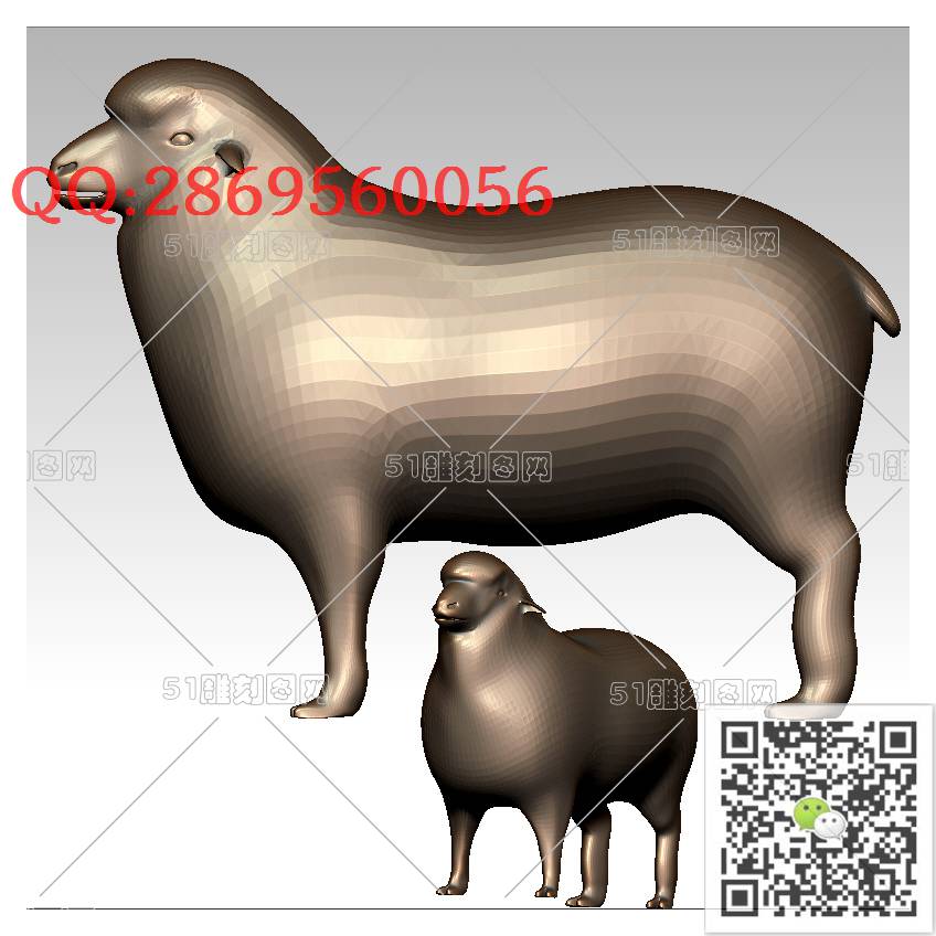 LDK-008绵羊_十二生肖羊摆件圆雕图stl立体模型3d打印四轴数控雕刻精雕图浮雕图
