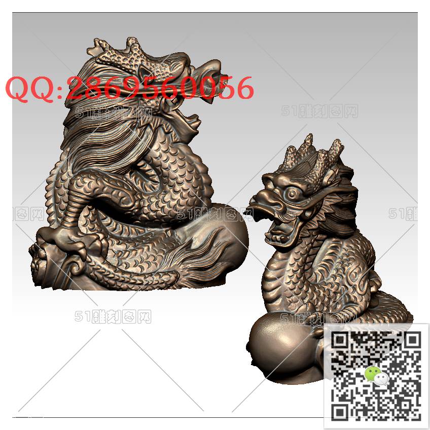 LDL-010盘龙龙摆件_龙柱龙凤盘龙凤凰圆雕图stl立体模型3d打印四轴数控雕刻精雕图浮雕图