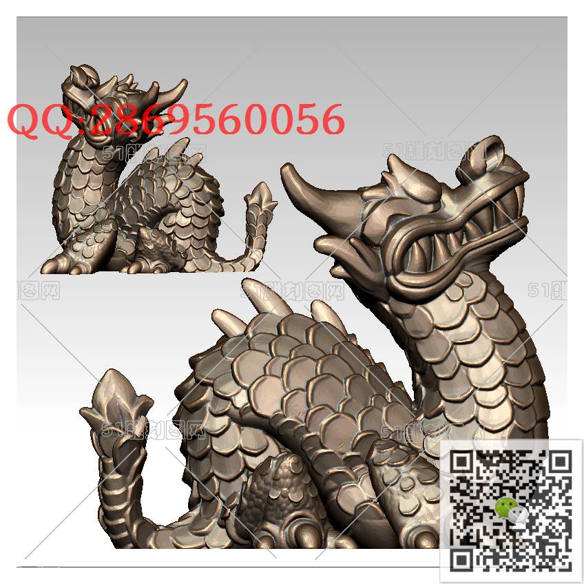 LDL-019东方龙_龙柱龙凤盘龙凤凰圆雕图stl立体模型3d打印四轴数控雕刻精雕图浮雕图