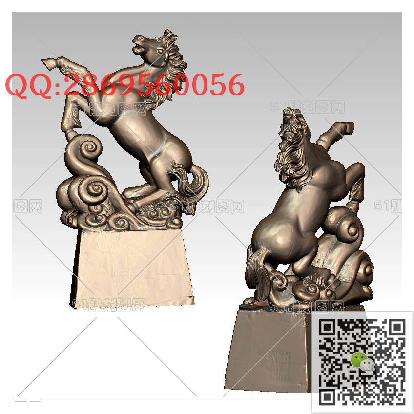 LDM-007飞马_骏马摆件圆雕图stl立体模型3d打印四轴数控雕刻精雕图浮雕图