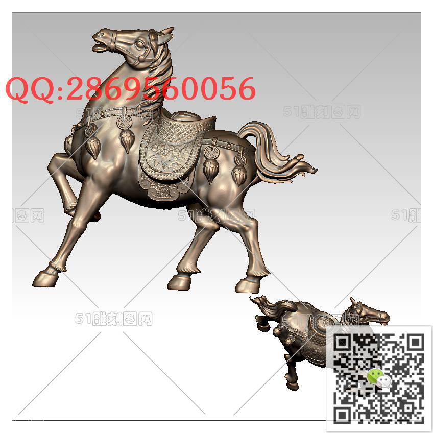 LDM-012马有钱摆件_骏马摆件圆雕图stl立体模型3d打印四轴数控雕刻精雕图浮雕图