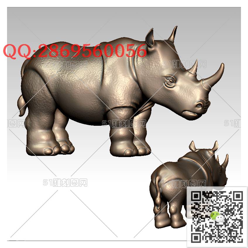LDN-010犀牛模型_牛摆件牛气冲天圆雕图stl立体模型3d打印四轴数控雕刻精雕图浮雕图