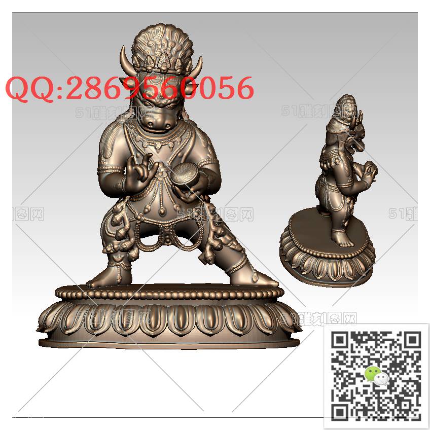 LDN-015牛魔王_牛摆件牛气冲天圆雕图stl立体模型3d打印四轴数控雕刻精雕图浮雕图