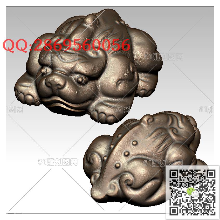 LDP-010卧式貔貅手把件_貔貅圆雕图核雕貔貅挂件stl立体模型3d打印四轴数控雕刻精雕图浮雕图