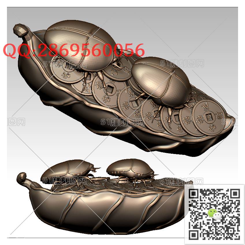 LDQT-002富甲天下手把件_可爱动物圆雕图动物挂件stl立体模型3d打印四轴数控雕刻精雕图浮雕图