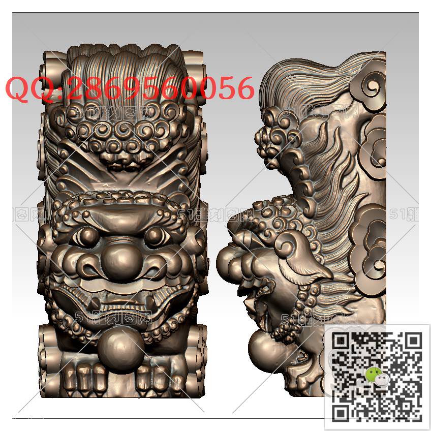 LDS-015倒立狮子_狮子圆雕图狮子门墩抱鼓石stl立体模型3d打印四轴数控雕刻精雕图浮雕图