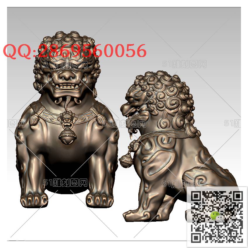 LDS-021石狮子_狮子圆雕图狮子门墩抱鼓石stl立体模型3d打印四轴数控雕刻精雕图浮雕图