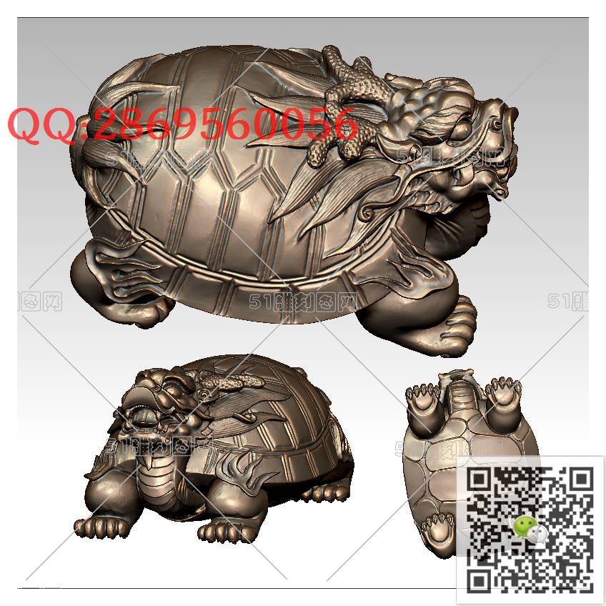 LDW-002龙龟摆件_乌龟圆雕图神龟立体龙龟stl立体模型3d打印四轴数控雕刻精雕图浮雕图