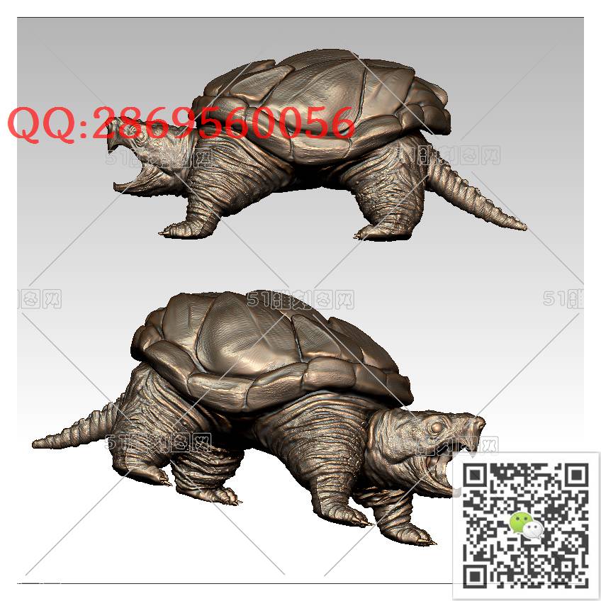 LDW-004黄金鳄龟_乌龟圆雕图神龟立体龙龟stl立体模型3d打印四轴数控雕刻精雕图浮雕图