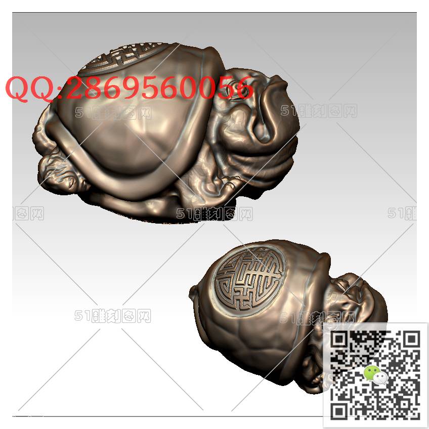LDW-006乌龟手把件_乌龟圆雕图神龟立体龙龟stl立体模型3d打印四轴数控雕刻精雕图浮雕图