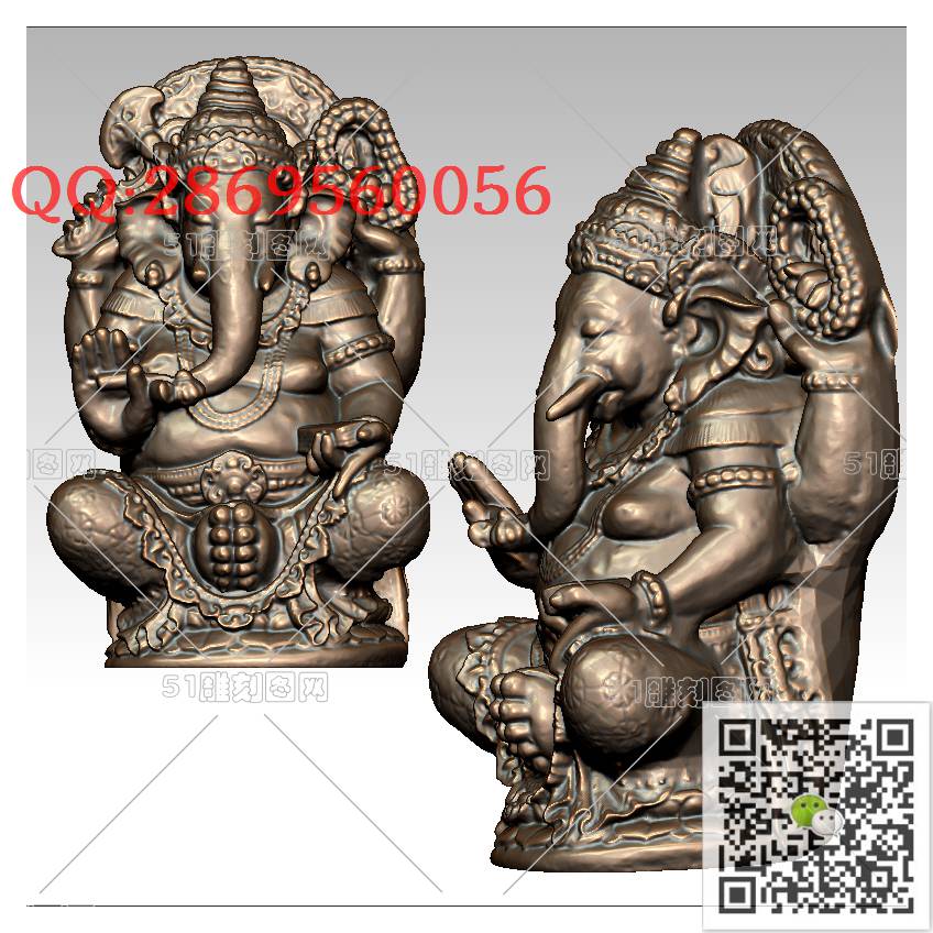 LDX-009立体象佛_大象圆雕图立体象stl立体模型3d打印四轴数控雕刻精雕图浮雕图