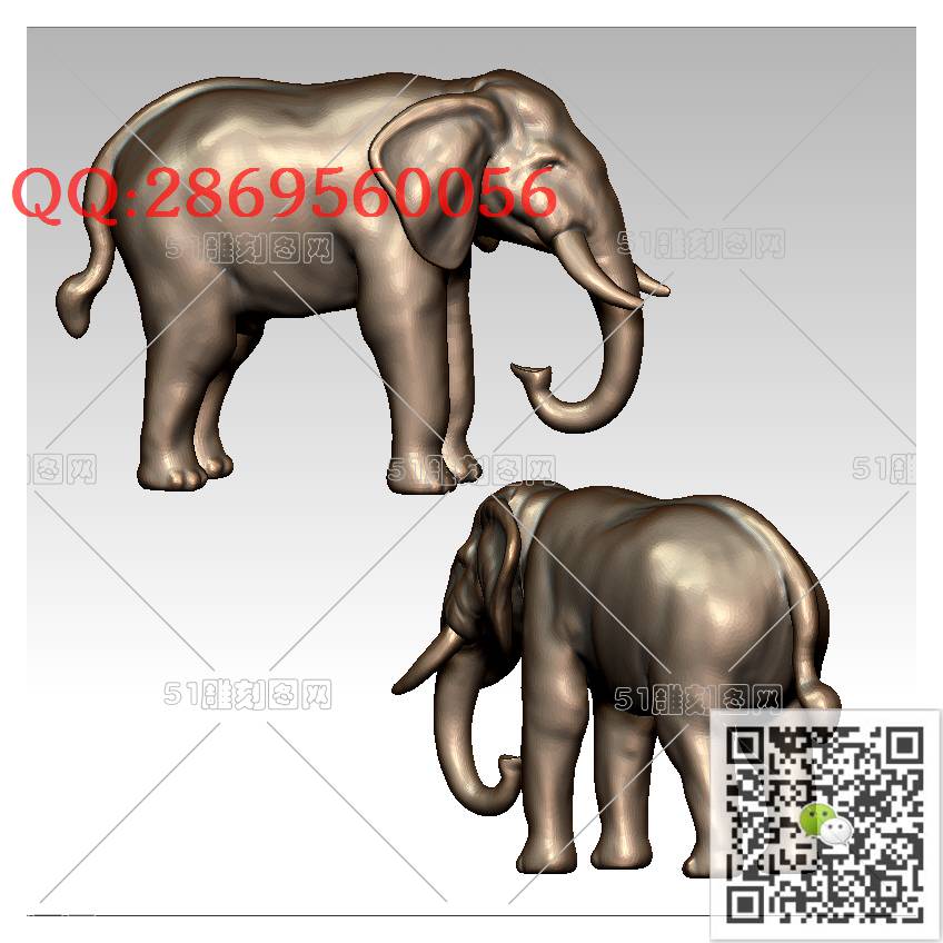 LDX-010大象_大象圆雕图立体象stl立体模型3d打印四轴数控雕刻精雕图浮雕图