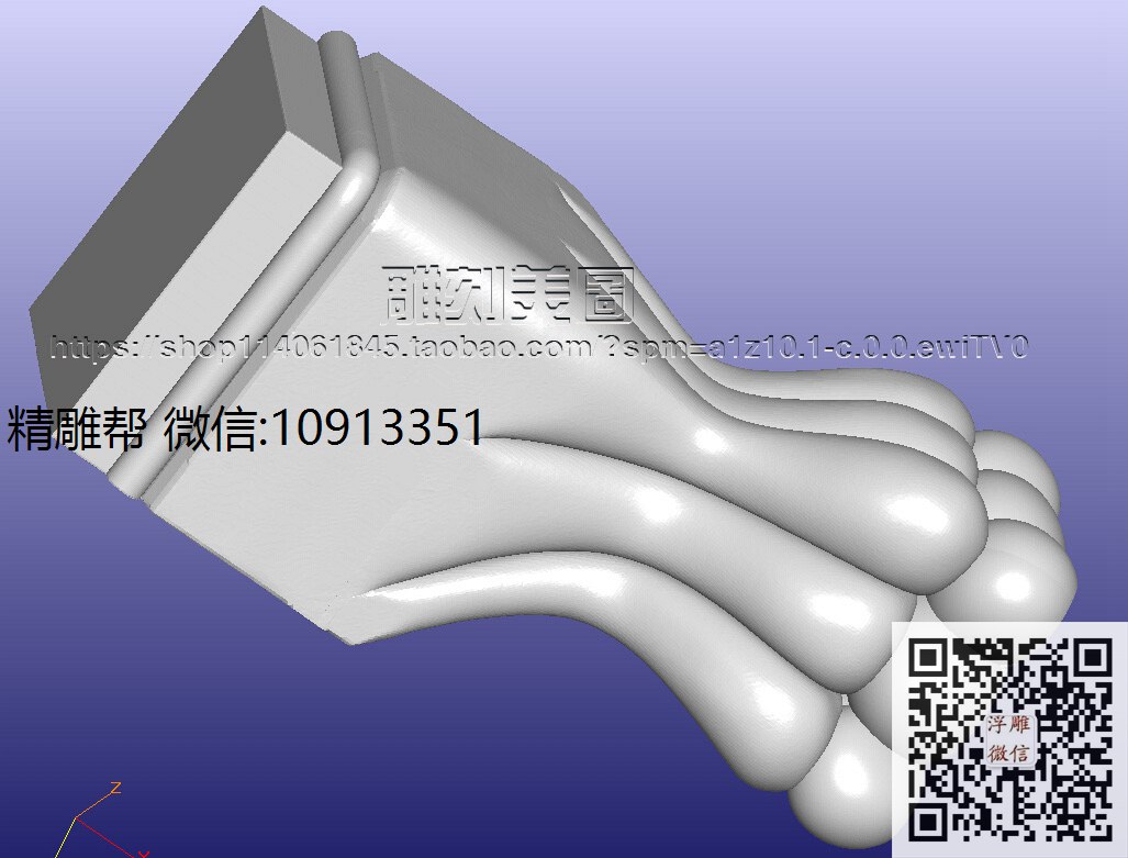 517后脚-xiu_圆雕图立体雕花桌腿3d打印洋花沙发腿圆柱木雕柱腿精雕图浮雕图