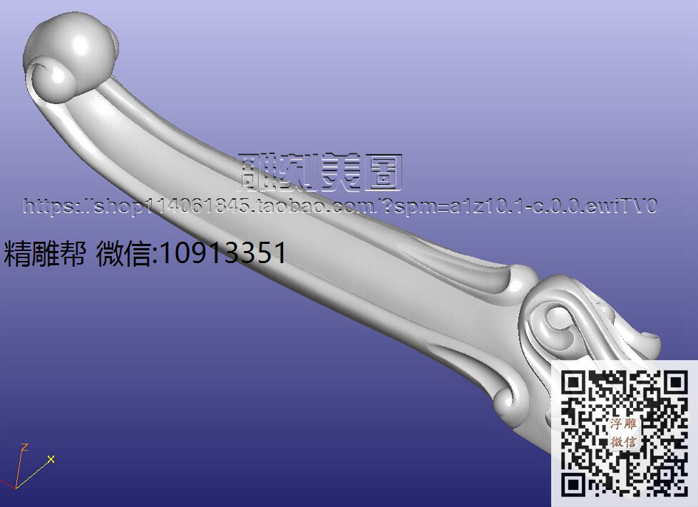 圣源8799床头柜后脚-xiu_圆雕图立体雕花桌腿3d打印洋花沙发腿圆柱木雕柱腿精雕图浮雕图