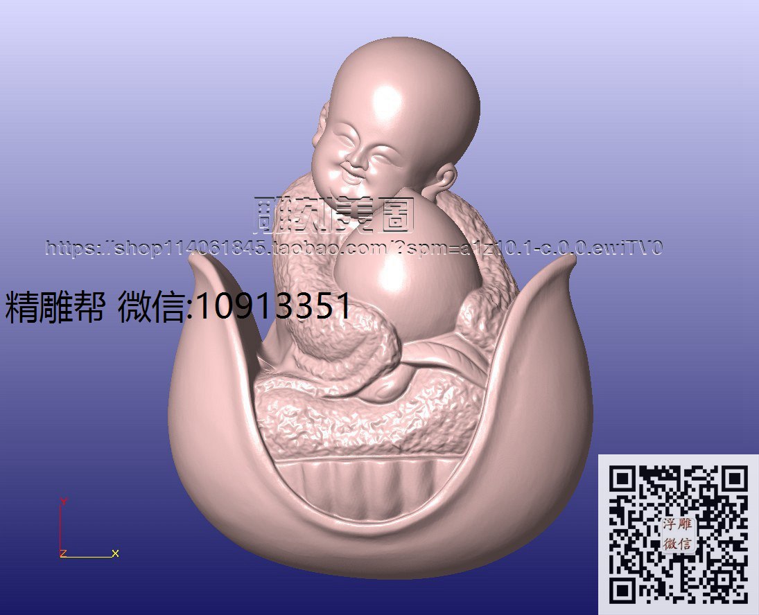 抱桃小和尚修好_STL圆雕图佛像摆件观音佛像3d打印精雕图浮雕图
