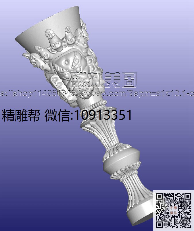 佛像-xiu_STL洋花柱子腿柱腿圆雕图3d打印立体洋花圆柱精雕图浮雕图