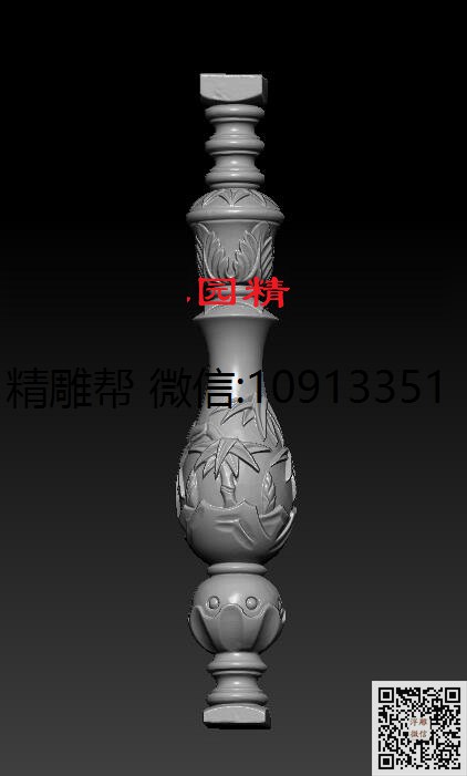 柱子1_STL洋花柱子腿柱腿圆雕图3d打印立体洋花圆柱精雕图浮雕图