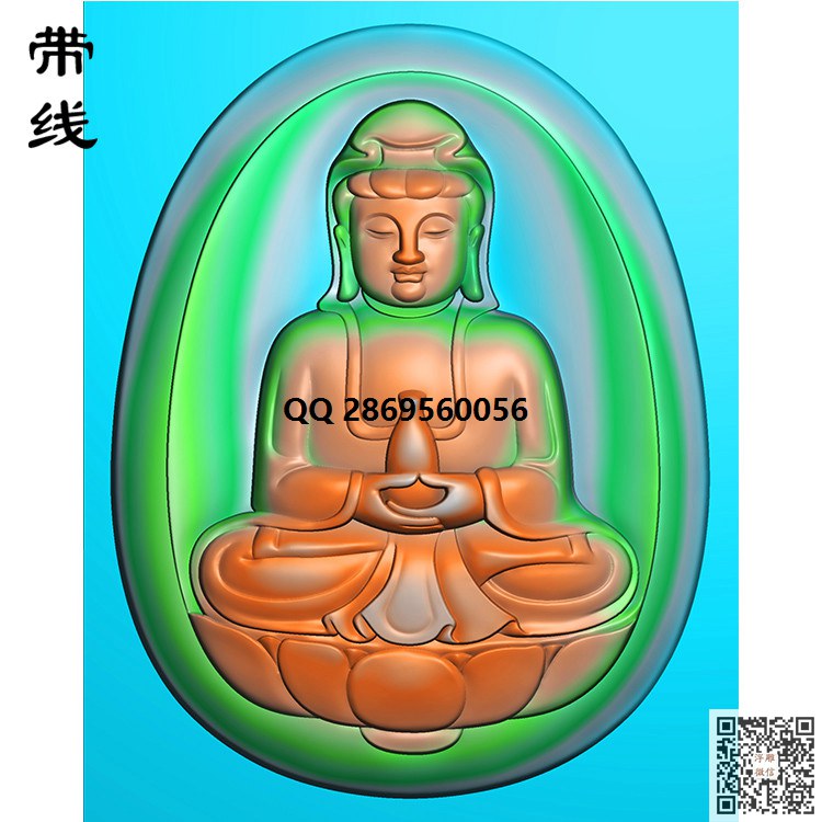 捧瓶观音精雕图(LGY-014)_观音挂件精雕图46牌玉雕观音牌子精雕图浮雕图