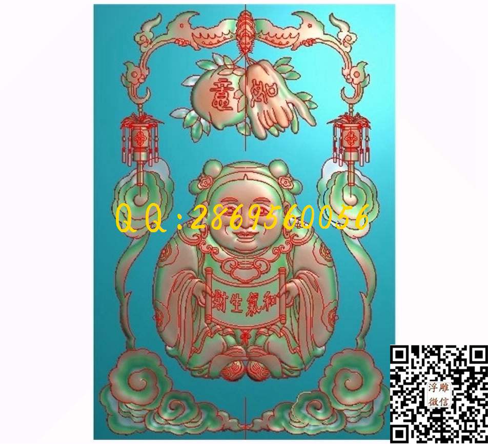 古代福娃91-143-4_人物佛像童子小孩精雕图浮雕图