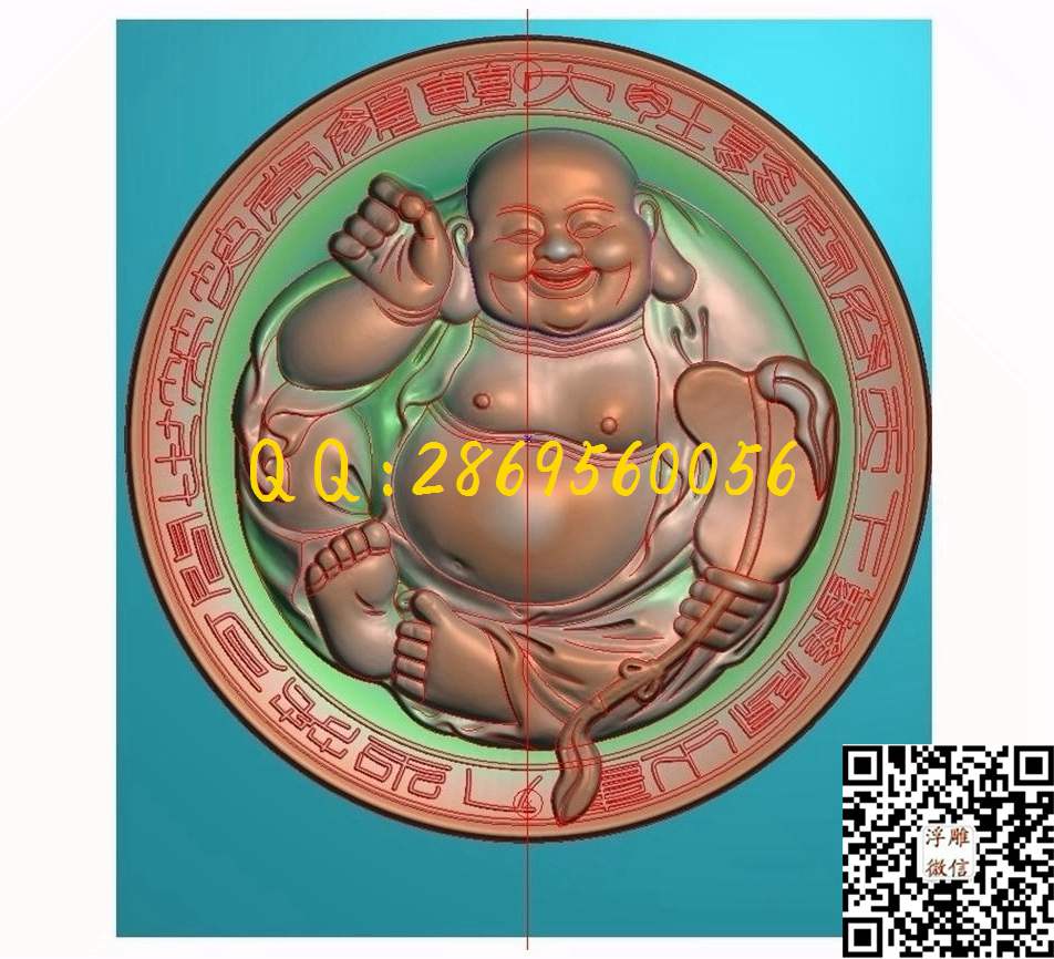 弥勒佛291-328-41_人物佛像童子小孩精雕图浮雕图