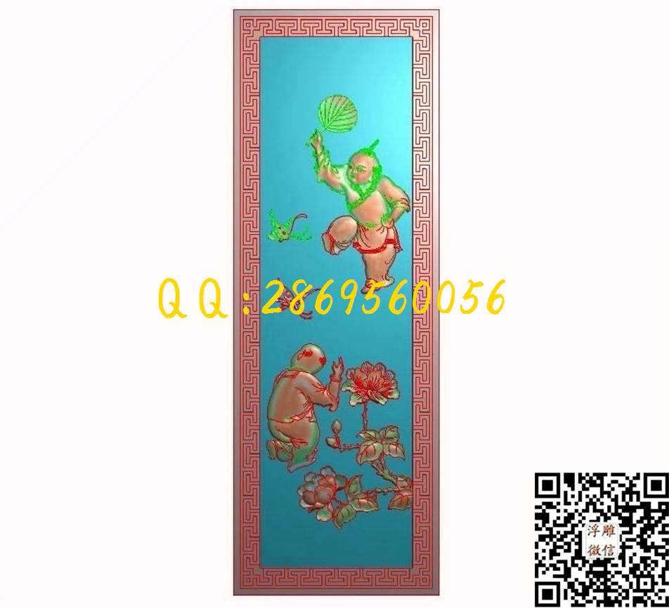 荷花童子_人物佛像童子小孩精雕图浮雕图