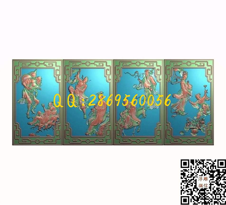 八仙172-297-4_八宝精雕图八仙八宝暗八仙精雕图浮雕图