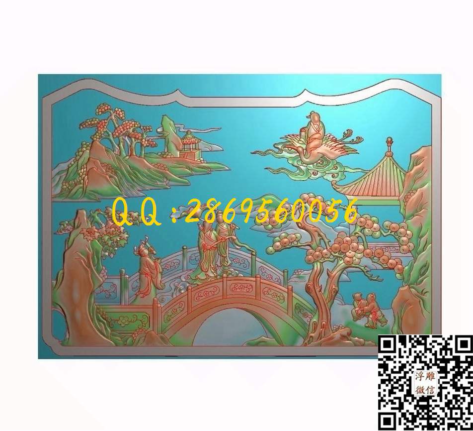 八仙群仙493-347-5_八宝精雕图八仙八宝暗八仙精雕图浮雕图