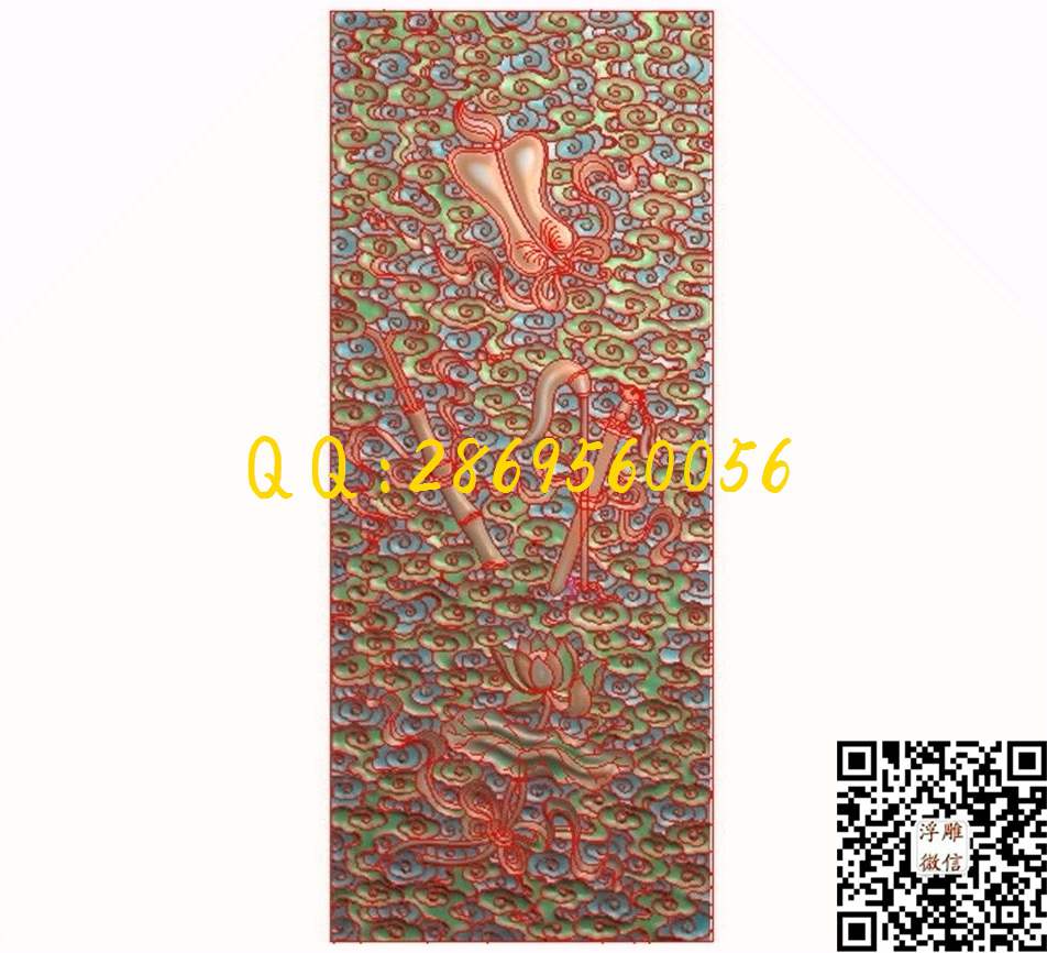 八宝荷花大门273-665_八宝精雕图八仙八宝暗八仙精雕图浮雕图