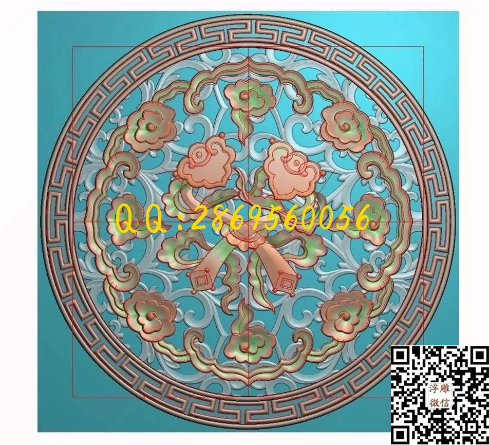 双如意504-504-12_圆形挂屏挂匾门板背精雕图浮雕图