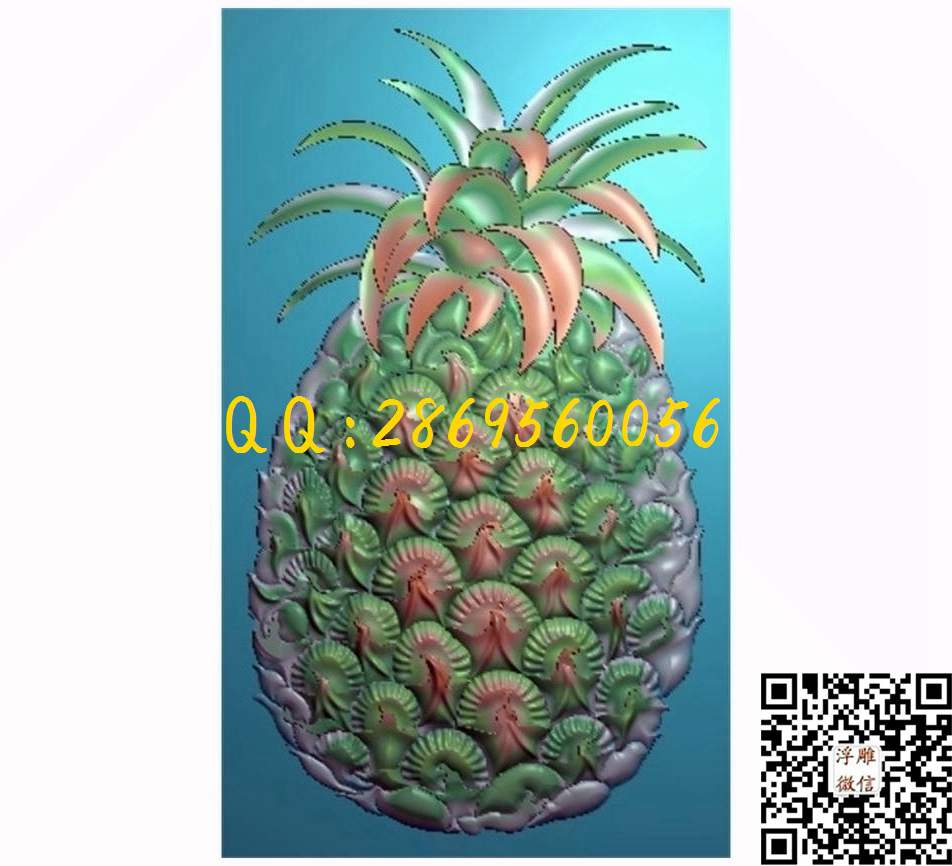 菠萝_挂件花件摆件精雕图浮雕图
