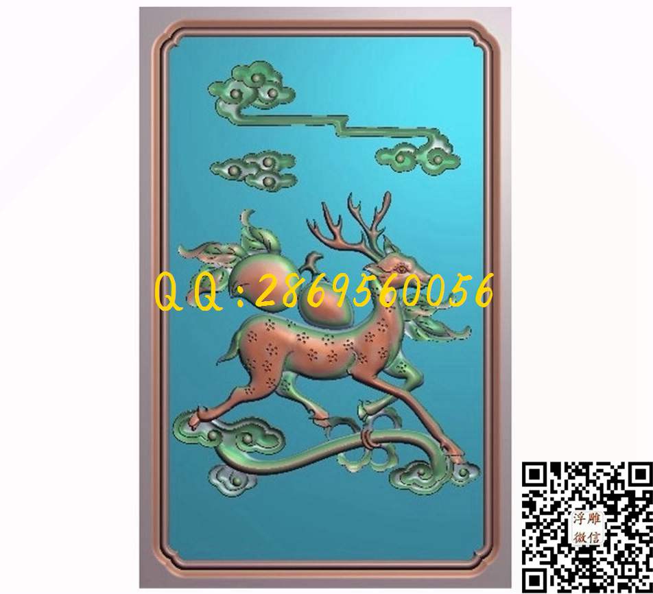 单鹿170-266-6_精雕图动物瑞兽精雕图浮雕图