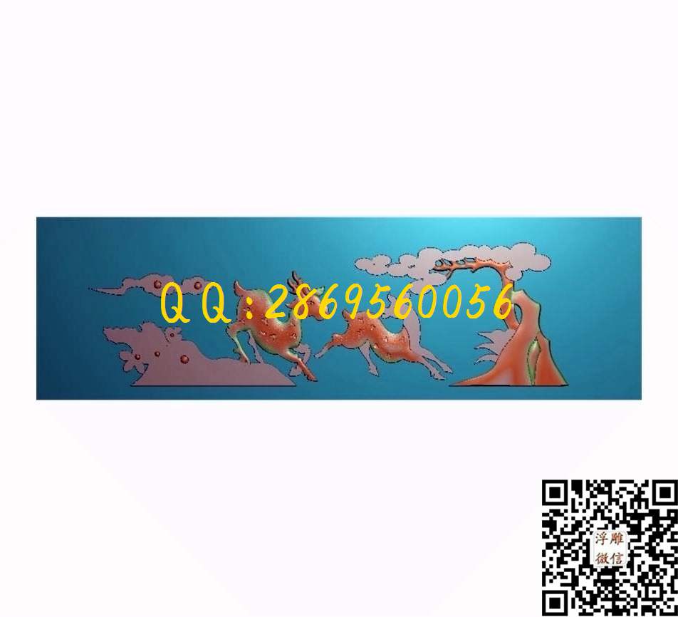 梅花鹿1_精雕图动物瑞兽精雕图浮雕图