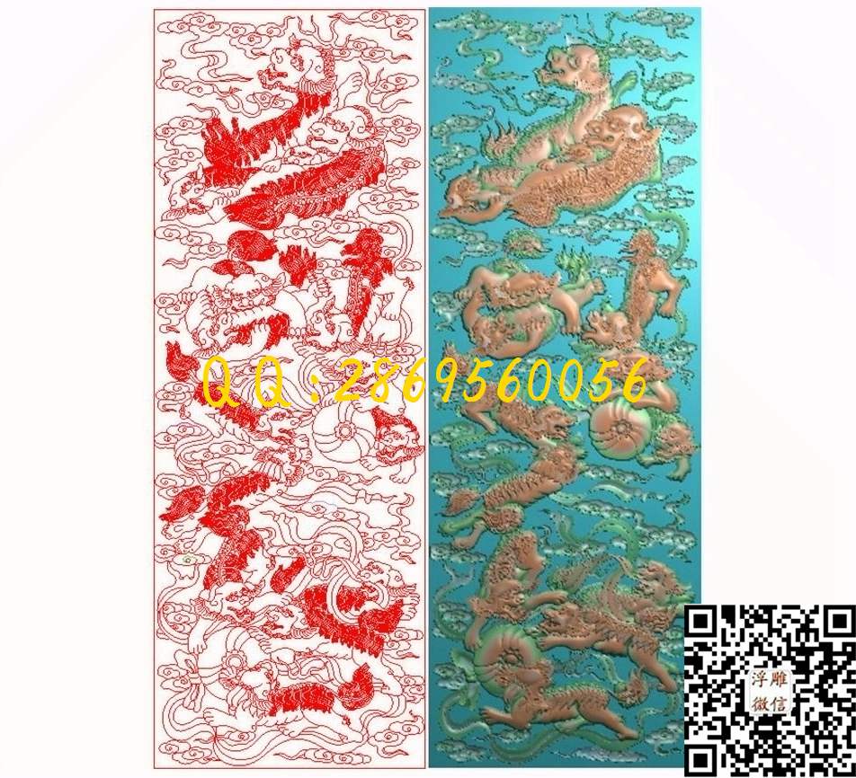 群狮395-1106-12_精雕图动物瑞兽精雕图浮雕图