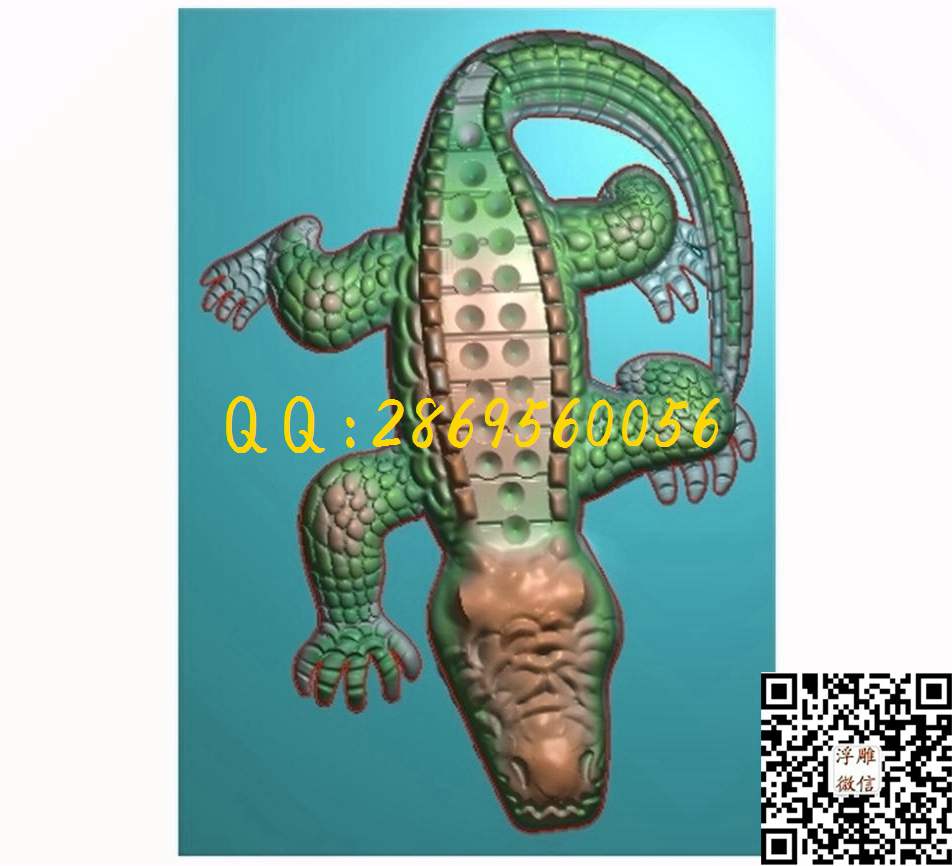 鳄鱼50-71_精雕图动物瑞兽精雕图浮雕图