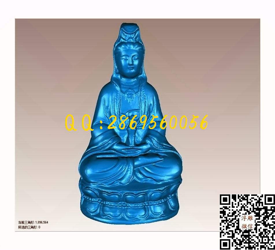 023观音_STL立体模型圆雕图立体浮雕3d电脑雕刻打印四轴多轴雕刻精雕图浮雕图