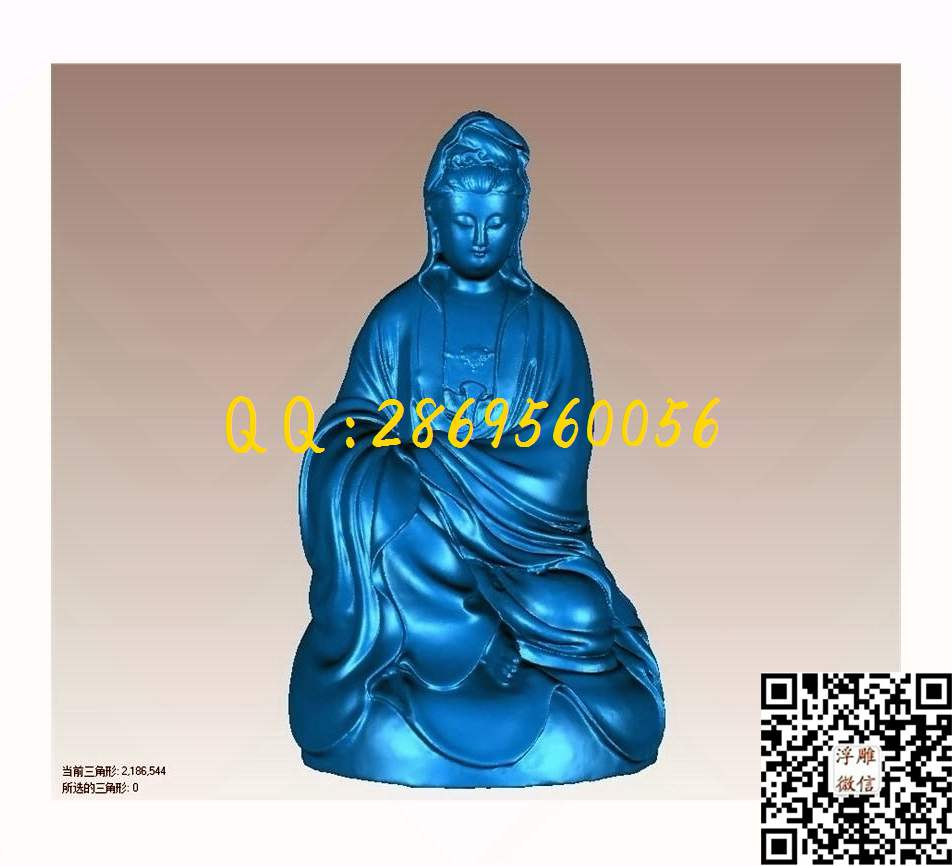 044观音_STL立体模型圆雕图立体浮雕3d电脑雕刻打印四轴多轴雕刻精雕图浮雕图