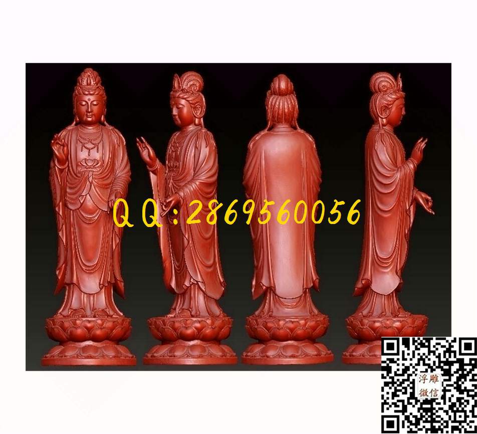 055浙江观音obj_STL立体模型圆雕图立体浮雕3d电脑雕刻打印四轴多轴雕刻精雕图浮雕图