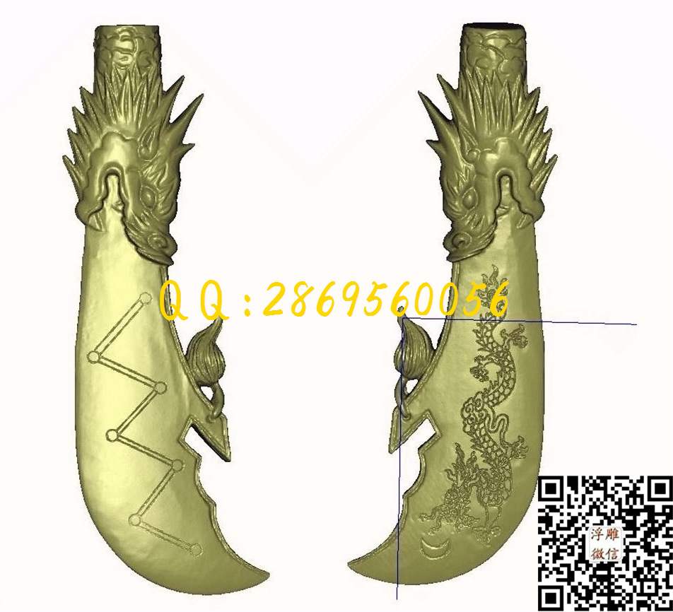 XA053关公刀头_STL立体模型圆雕图立体浮雕3d电脑雕刻打印四轴多轴雕刻精雕图浮雕图