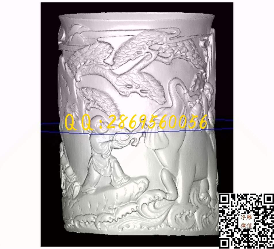 万象更新笔筒_STL立体模型圆雕图立体浮雕3d电脑雕刻打印四轴多轴雕刻精雕图浮雕图