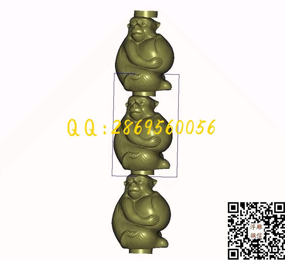 三只猴子_STL立体模型圆雕图立体浮雕3d电脑雕刻打印四轴多轴雕刻精雕图浮雕图