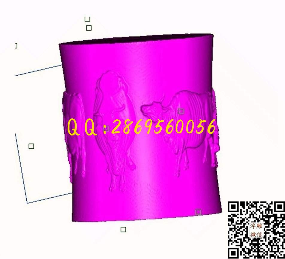 五牛扫描笔筒_STL立体模型圆雕图立体浮雕3d电脑雕刻打印四轴多轴雕刻精雕图浮雕图