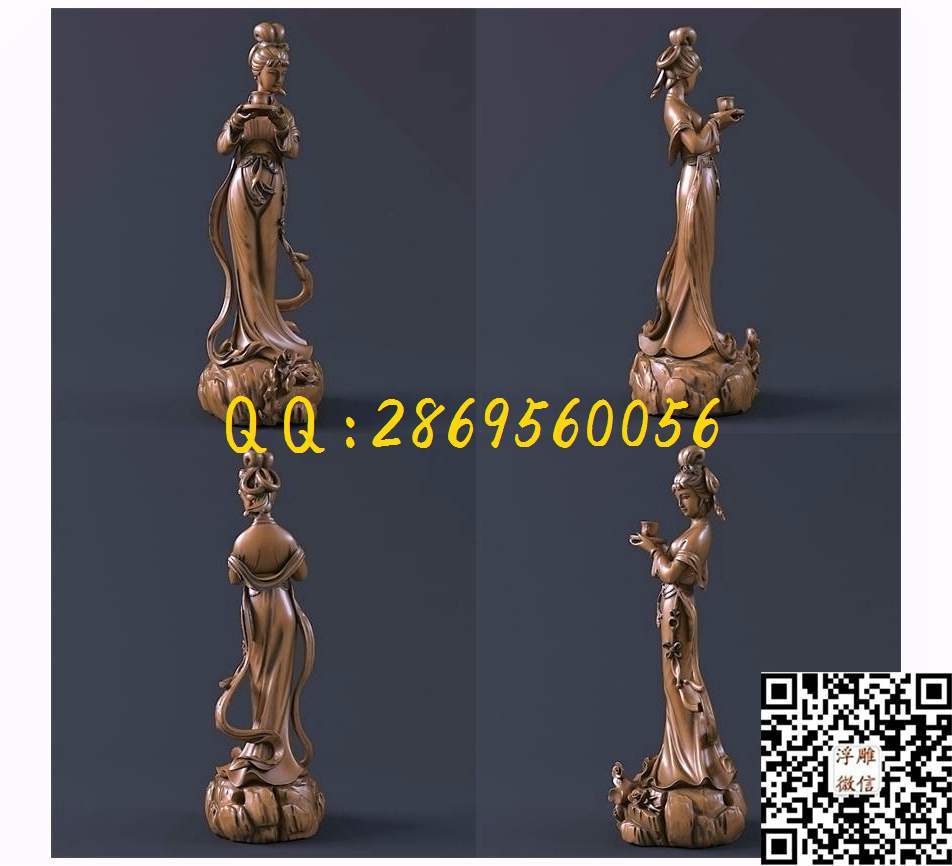 仙女雕塑_STL立体模型圆雕图立体浮雕3d电脑雕刻打印四轴多轴雕刻精雕图浮雕图