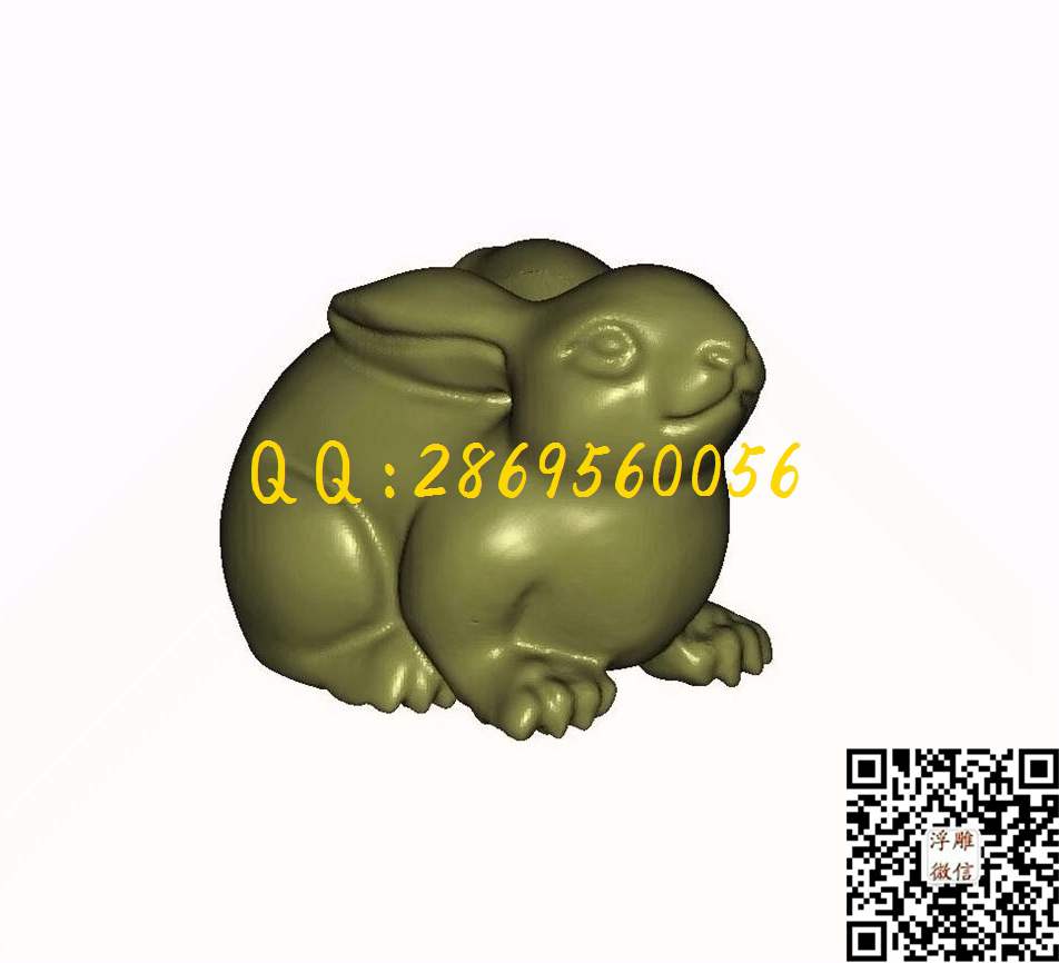 兔子_STL立体模型圆雕图立体浮雕3d电脑雕刻打印四轴多轴雕刻精雕图浮雕图