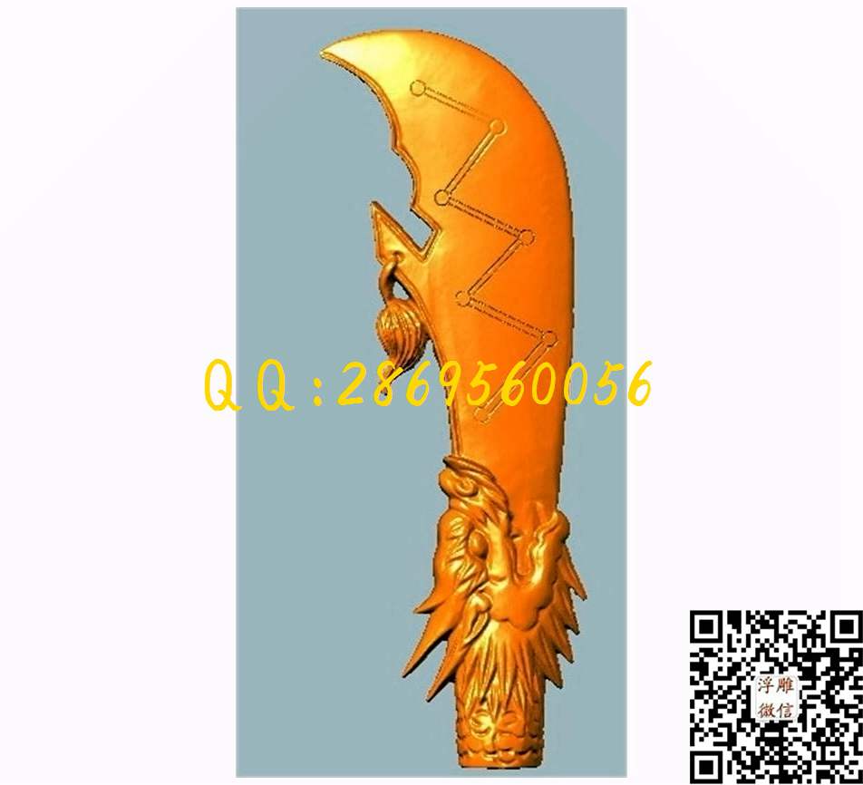 关公刀头_STL立体模型圆雕图立体浮雕3d电脑雕刻打印四轴多轴雕刻精雕图浮雕图