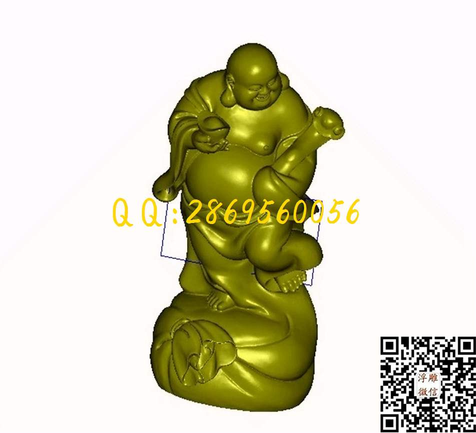 单脚如意元宝笑佛_STL立体模型圆雕图立体浮雕3d电脑雕刻打印四轴多轴雕刻精雕图浮雕图