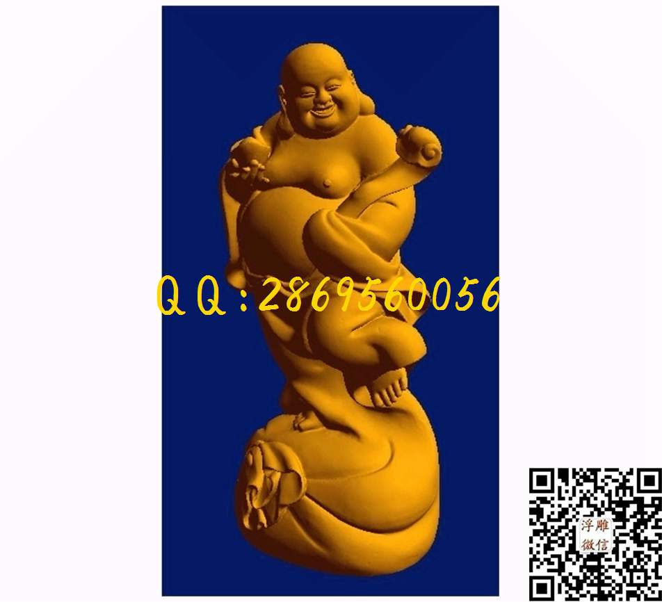 单脚如意元宝笑佛1_STL立体模型圆雕图立体浮雕3d电脑雕刻打印四轴多轴雕刻精雕图浮雕图