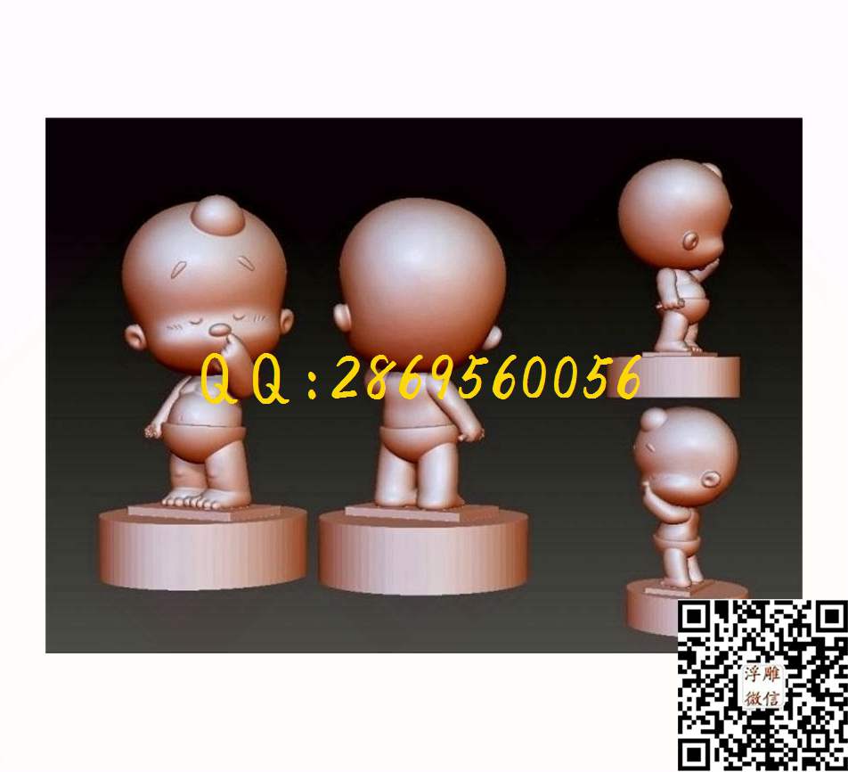 卡通小裤兜小屁孩小破孩_STL立体模型圆雕图立体浮雕3d电脑雕刻打印四轴多轴雕刻精雕图浮雕图